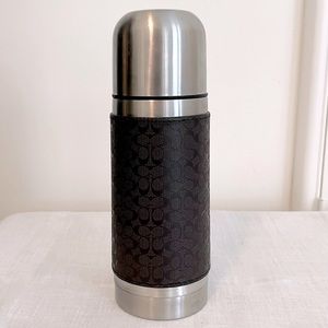 Coach - Coffee Thermos - Stainless Steel with Monogram Sleeve - RARE - VGC